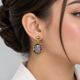گوشواره میناکاری استیل رنگ ثابت رنگ بنفش